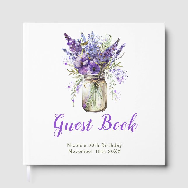 Livre D'or Lavender Mason Jar Birthday Party (Recto)
