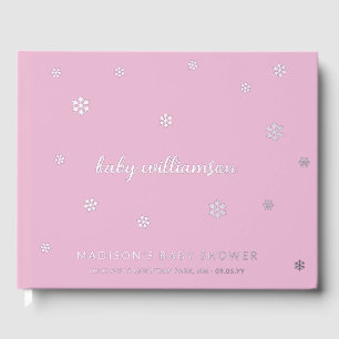 Livre D'or Lavender Pink Snowflakes Baby shower d'hiver fille