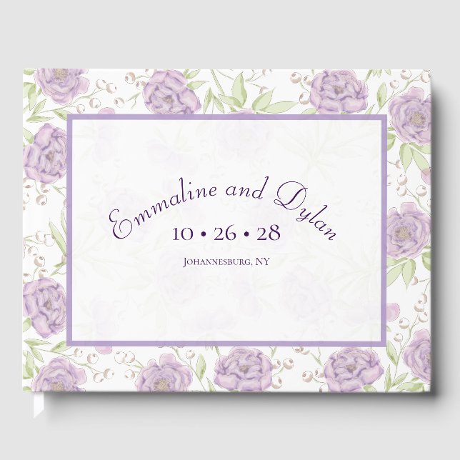 Livre D'or Lavender Purple Rose Wedding (Recto)