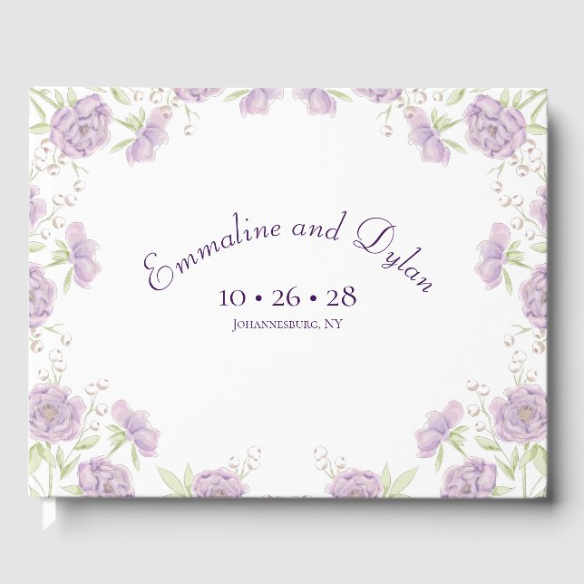 Livre D'or Lavender Purple Rose Wedding (Recto)