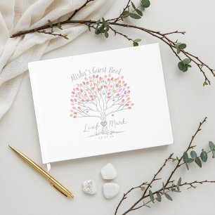 Livre D'or Leaf Your Mark Coral & Purple Fingerprint Tree