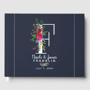 Livre D'or Lettre F Monogramme initial Nom floral Mariage