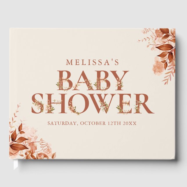 Livre D'or LETTRE Florale Rustique Baby shower Automne (Recto)