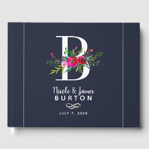 Livre D'or Lettre initiale monogramme floral nom mariage
