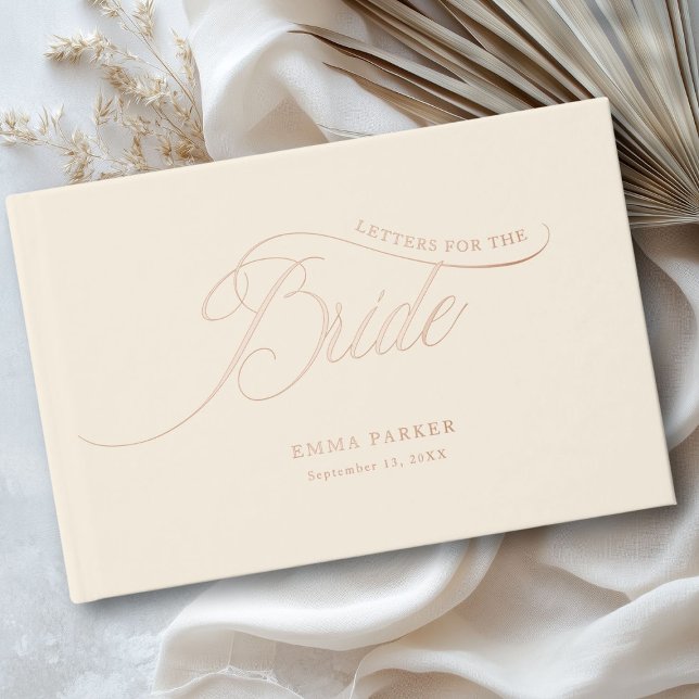 Livre D'or Lettres à la mariée, Beige, Rose-Or- (Personalized, Letters to the Bride, Beige, Rose-Gold- Foil Guest Book for your Bridal Shower. )