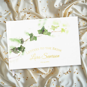 Livre D'or Lettres d'aquarelle verte anglaise ivoire à la mar