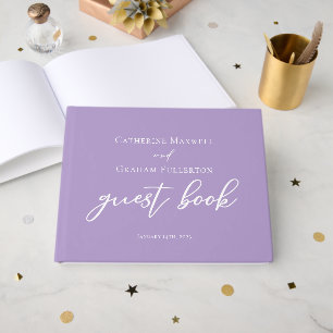 Livre D'or Lilac Purple White Typographie Mariage personnalis