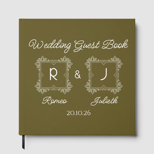 Livre D'or Lime Baroque Monogram Wedding Guest Book (Recto)