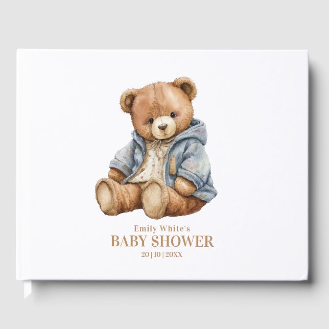 Livre D'or L'Invitation Baby shower De L'Ours En Teddy Peut A (Recto)
