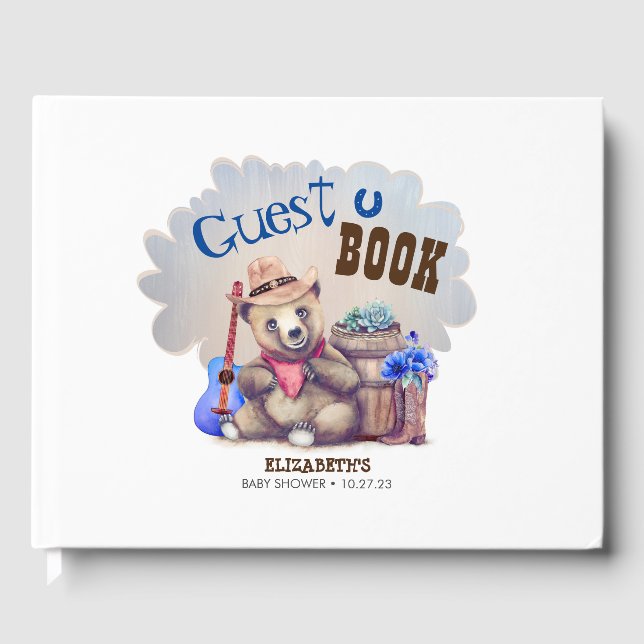Livre D'or Little Bear Cowboy Cute Baby shower (Recto)