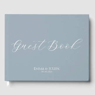 Livre D'or Livres minimalistes de mariage bleu poussiéreux