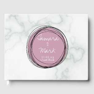Livre D'or Logo de mariage circulaire en marbre noir élégant