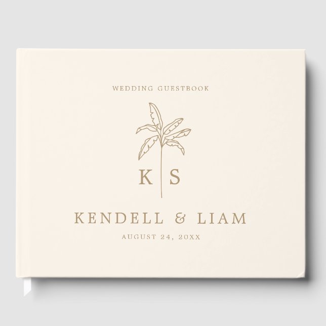 Livre D'or Logo du Mariage Monogramme Palm Tree (Recto)