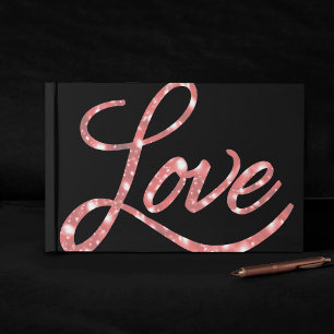 Livre D'or Love Script Étincelle étoilée noire et rose