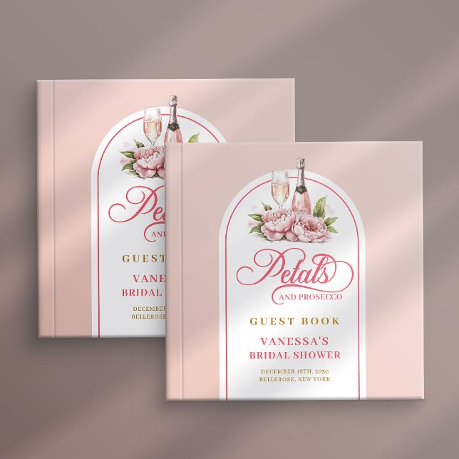 Livre D'or Lovely blush and gold petals prosecco guest book (Lovely blush and gold petals prosecco guest book)