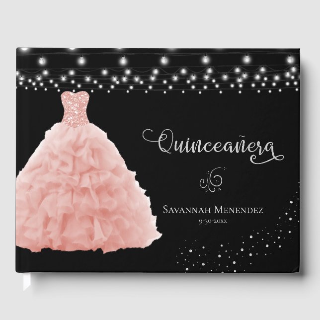Livre D'or Lumières rose pâle Quinceanera (Recto)