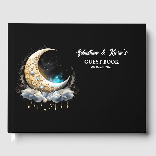Livre D'or Lune céleste luna étoile étoiles de nuit (Recto)