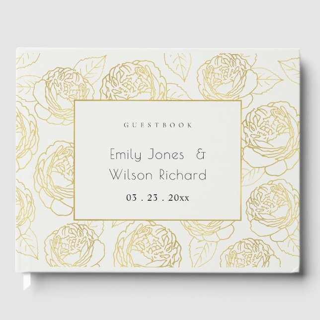 LIVRE D'OR LUXE OR MARINE BLANCHE ÉLÉGANT ROSE FLORAL (Recto)