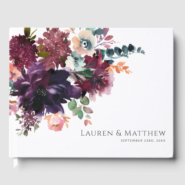 Livre D'or Luxueux Mariage de bouquet floral profond (Recto)