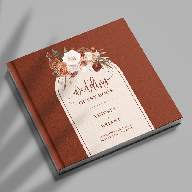 Livre D'or Luxueux Terracotta Pampas Grass Boho Mariage Flora (Luxury Terracotta Pampas Grass Boho Floral Wedding Guest Book )