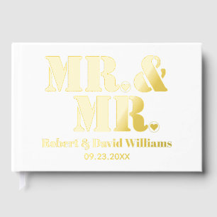 Livre D'or M. et M. typographie blanc feuille mariage gay bla
