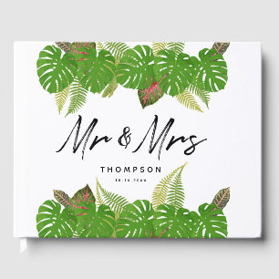 Livre D'or M. & Mme Modern Tropical Feuille Script Mariage