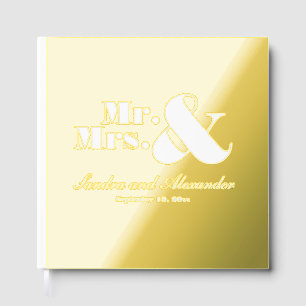 Livre D'or M. Mme Simple Gold Foil Mariage de script blanc