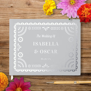 Livre D'or Magnifique Papel Orné Picado Mariage Argent
