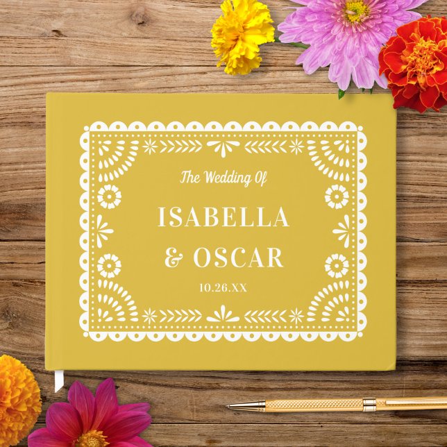 Livre D'or Magnifique papier orné Picado Mariage jaune (Créateur téléchargé)