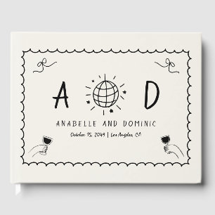 Livre D'or Main Whimsical tirée main manuscrite Mariage franç