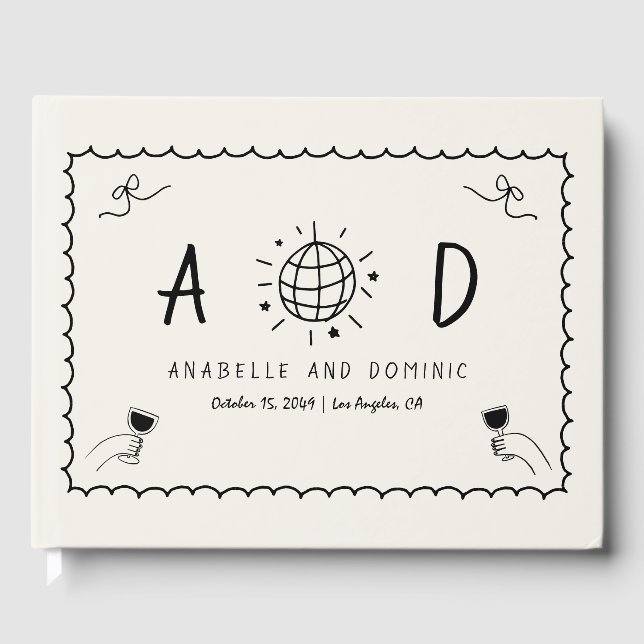 Livre D'or Main Whimsical tirée main manuscrite Mariage franç (Recto)