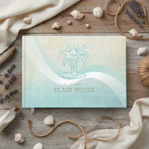 Livre D'or Maison de plage Palmiers tropicaux Aqua bleu ID623