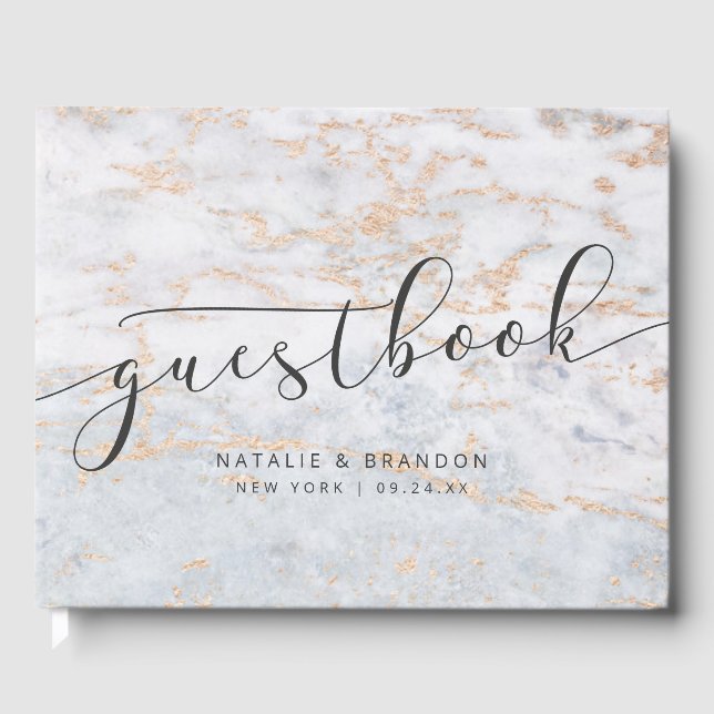 Livre D'or Marbres modernes en bleu avec Mariage de automne d (Recto)