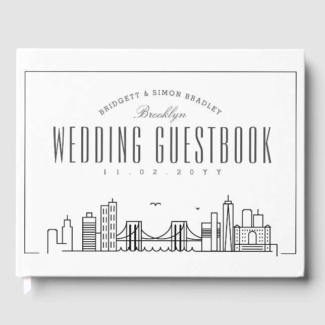Livre D'or Mariage À Brooklyn | Ligne Skyline Déco moderne (Recto)