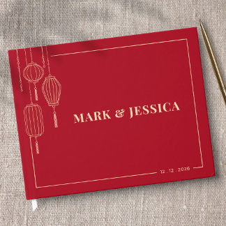 Livre D'or Mariage à la lanterne chinoise traditionnelle (ROU