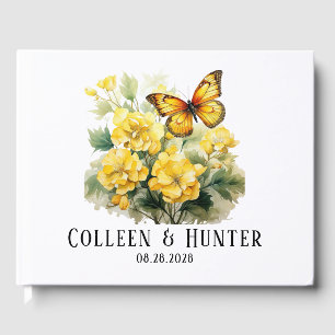 Livre D'or Mariage à papillon jaune chic Hydrangea