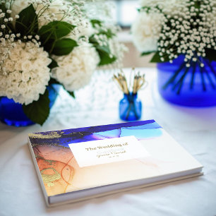 Livre D'or Mariage Abstrait bleu saphir