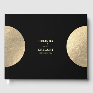 Livre D'or Mariage Abstrait moderne Noir & Or contemporain