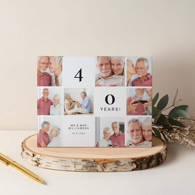 Livre D'or Mariage Anniversaire Multiple Grid Photo Collage (Wedding Anniversary Multiple Grid Photo Collage Guest Book)