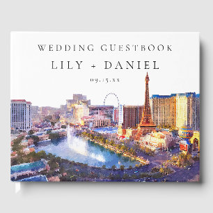 Livre D'or Mariage aquarelle sur la skyline de Las Vegas