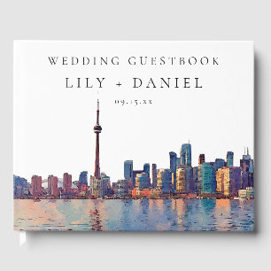 Livre D'or Mariage aquarelle sur la skyline de Toronto