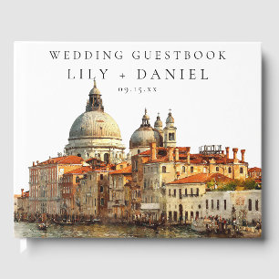 Livre D'or Mariage aquarelle sur la skyline de Venise