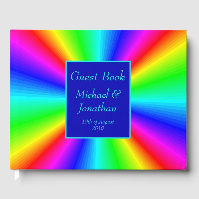 Livre D'or Mariage arc-en-ciel brillant (Recto)