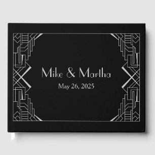 Livre D'or Mariage Art Déco Gatsby Argent sur Fond Noir