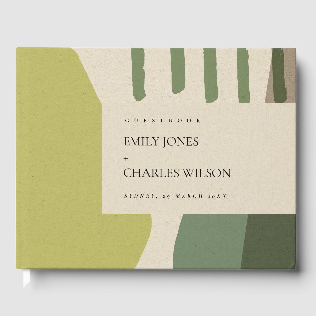 LIVRE D'OR MARIAGE ARTISTIQUE ABSTRAIT MODERNE LIME GREEN KRA (Recto)