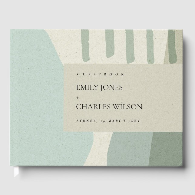 LIVRE D'OR MARIAGE ARTISTIQUE BLEU AQUA ABSTRAIT MODERNE (Recto)