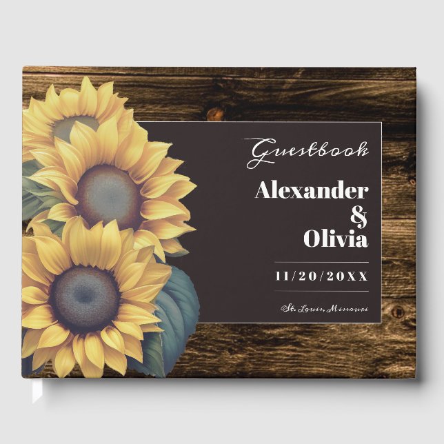 Livre D'or Mariage au Tournesol Rustique (Recto)