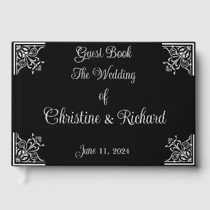 Livre D'or Mariage audacieux noir et blanc vintage personnali