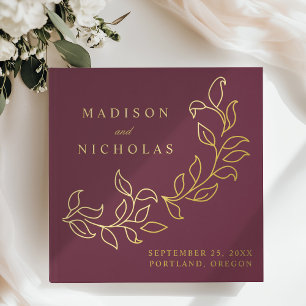 Livre D'or Mariage aux feuilles de Merlot en cascade et feuil