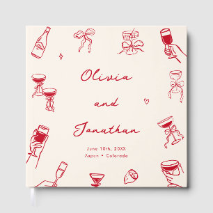 Livre D'or Mariage blanc rouge tiré main